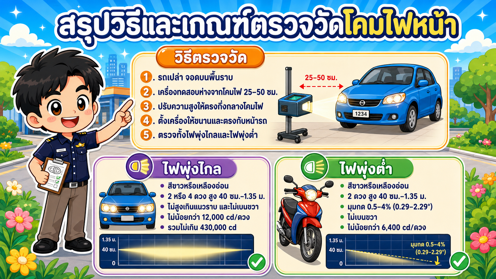 ตัวอย่างคู่มือการตรวจโคมไฟหน้า